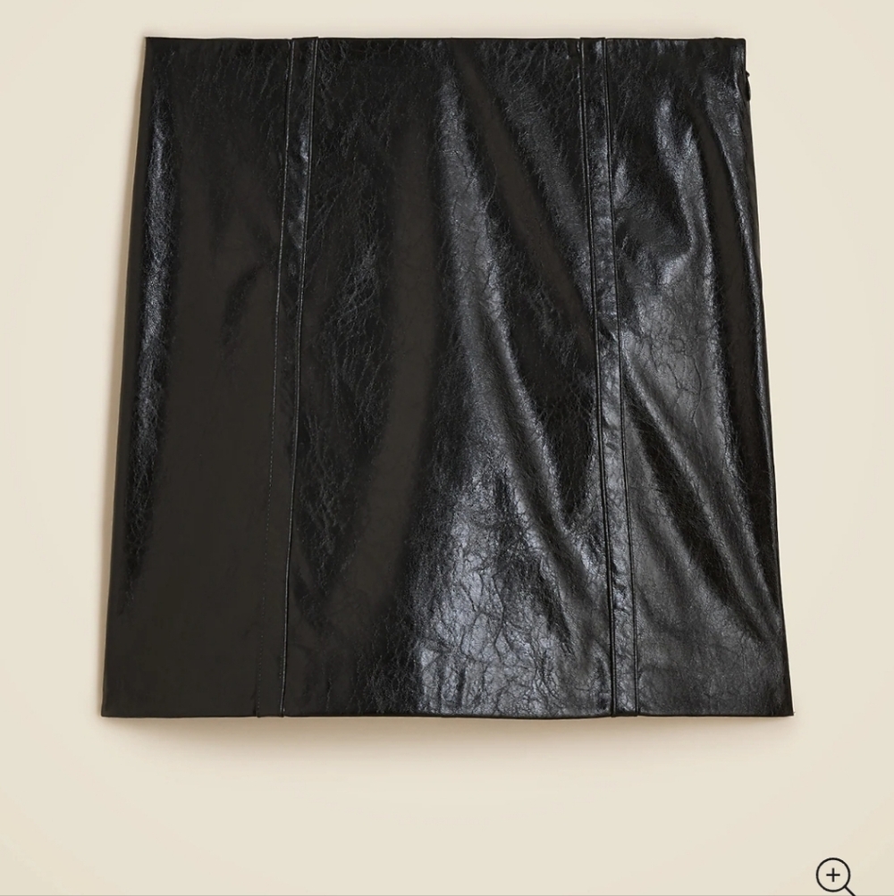 J Crew Mini skirt in distressed faux leather CM749 Size 0 Black NWT